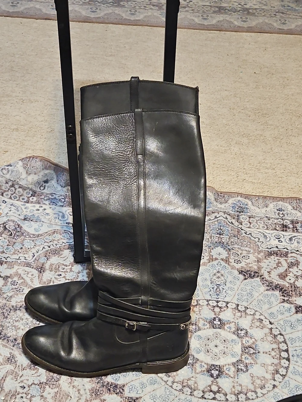 FRYE AND CO. Black Leather Knee-High Heeled Boots - Picture 2 of 16